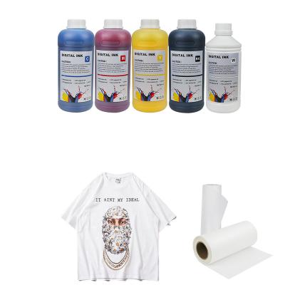 China Vivid Color And White Water Based Ink L805 L1800 DTF Printer Drag Non Easy Head DTF Textile Printer Water Based Printing Printing 100ml 500ml 1L CMYK+WHITE 1 Box Set for sale