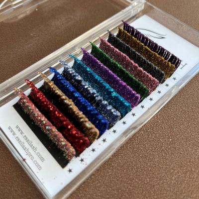 China New Style Full Volume Fluffy Lash Extensions Colored Mink Lashes Premium Part Glitter Styling Fake Eye Lashes for sale