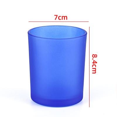 China Custom Fancy Home Decor Candle Container Holder Fancy Bulk 7cm Matte Glass Candle Jar Elegant Large for sale