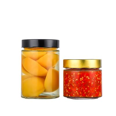 China Wholesale Food Fod Industry Clear Jar 400ml 520ml Empty Airtight Glass Food Storage Jars Set For Pickles for sale