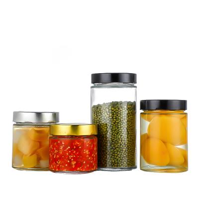 China Food Kitchen Storage Borosilicate Custom Top Decorate Fancy Glass Storage Jars With Silver Lid for sale