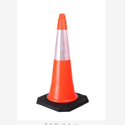 China Direction Traffic LDPE Black Base 75cm Reflective Soft Safety Traffic Cone for sale