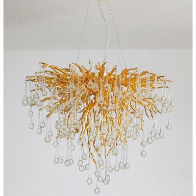 China Modern Crystal Clear Glass Antler Branch Gold Chandelier EUROPEAN Luxury Metal Chandelier for sale