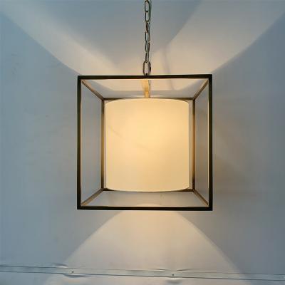 China Modern Home Decor Simple Iron Led Hanging Lamp Fabric Shade Chandelier Pendant Lights for sale