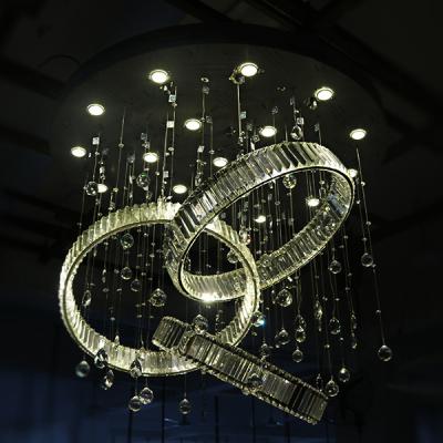 China Modern Hanging Restaurant Crystal Glass Hotel Chandelier Circle Shape Design Customized Pendant Light for sale