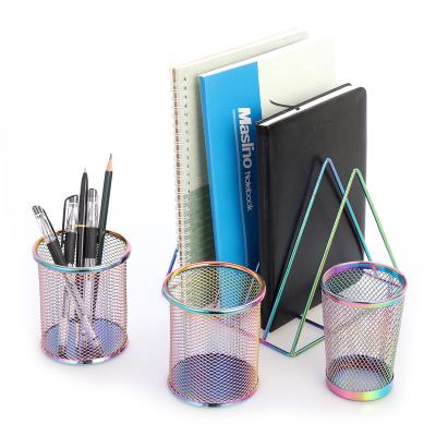 China New-fashion Colorful 4 Piece Triangle Desk Set Organizer with Letter Sorter, 3 Pen Holder for Office for sale