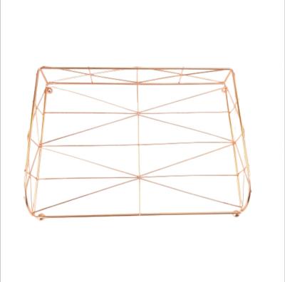 China Modern Storage Holder Magazine Letter Paper File Tray Rose Gold Modern Decorative Metal School Office Supplies Desk Organizer Document for sale