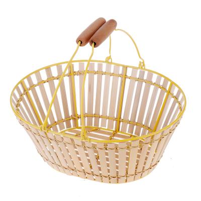 China New-fashion yellow other storage wicker rack basket storage baskets picnic fruit bamboo bamboo storage hanging baskets for home for sale