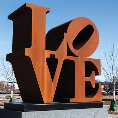 China Stainless Steel Love Letter Sculpture Large Outdoor Garden Art Statue for Shop Decor for sale