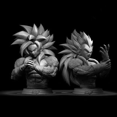 China Dragon Ball Sculpture Style GK Goku Black Hair Silver Hair Resin Bust Handmade Model for sale