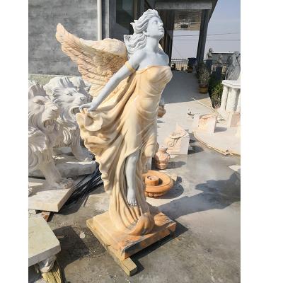 China Factory handmade carving outside decoration Italy white natural marble stone angel statue female sculpture for sale