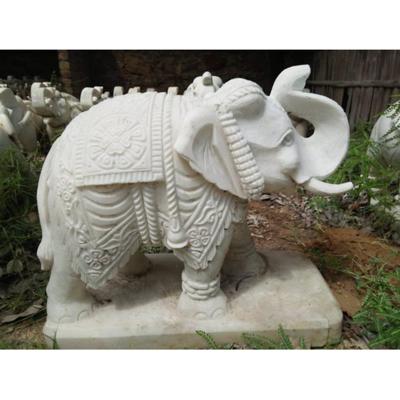 China Outdoor Garden Decor Life Size Elephant Statue Made of Natural Stone Marble Sculpture for sale