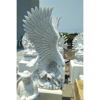 China Outdoor Decoration Decorative Garden Large Marble Granite Eagle Sculpture White Stone Eagle Statue For Sale for sale