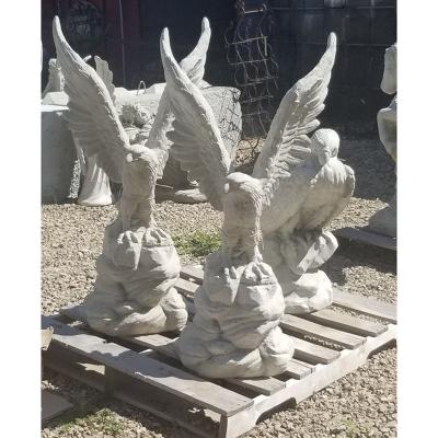 China Custom Outdoor Life Size Natural Stone Hand Carved Eagle Marble Sculpture Statue For Sale for sale