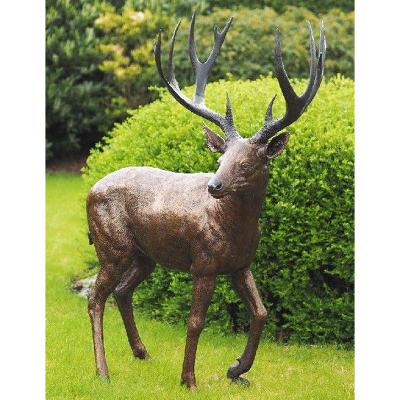 China Life Size Bronze Deer Garden Statues Casting Metal Craft Elk Statue Christmas Decoration for sale