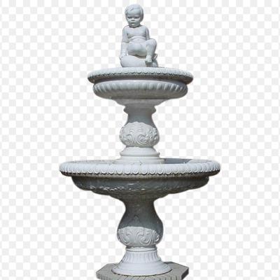 China Custom Outdoor Garden Decor Handmade Natural Stone White Marble Water Fountain For Garden Decoration for sale