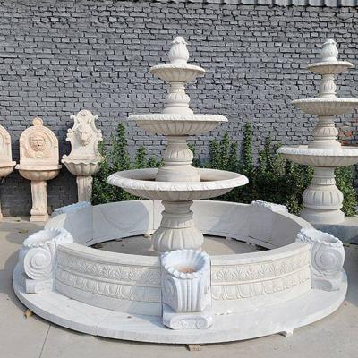 China Customized Large European Style Marble Water Fountain Outdoor Marble Fountain for Garden Decoration for sale