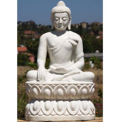 China Product Marble Buddha Statue Custom Natural Stone Craft Large Temple Garden Home Decor for sale