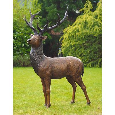 China Engraving Bronze Deer Statue Metal Cast Stag Sculpture Garden Ornament Popular Supply for sale