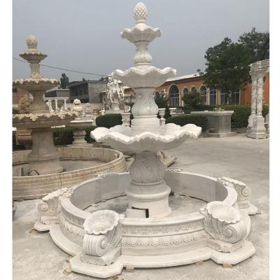 China Outdoor Stone Fountains Simple Style White Marble Water Fountain for Outdoor Decoration for sale