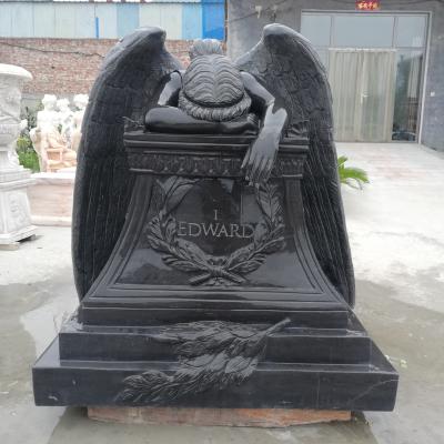 China American Style High Polished Grey And Black Marble Stone Monument New Design Double People Tombstone And Double Gravestone sale for sale