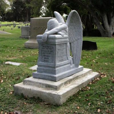 China Grave Marble a cemetery marble angel statues tombstone Can lettering Marble angel statue For Sale for sale