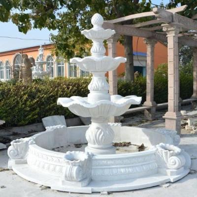 China China Large Size White Sandstone Natural Marble Stone Laminar Flow Garden Water Marble Fountain Outdoor  Decoration for sale