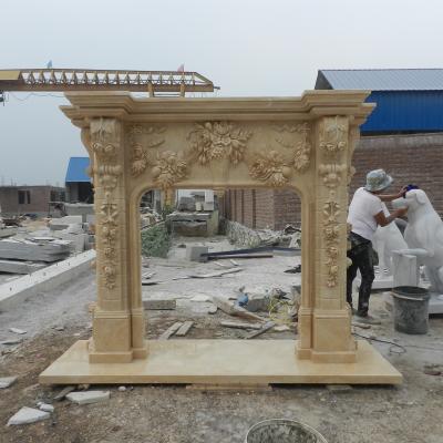 China Antique French Modern Interior Decoration Hand Carved Electric Louis XVI Marble Fireplace Surround for Indoor Home Decoration for sale