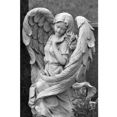 China Custom Outdoor Large Stone White Marble Angel Girl Sculpture Life Size Garden Marble Angels Statues for sale