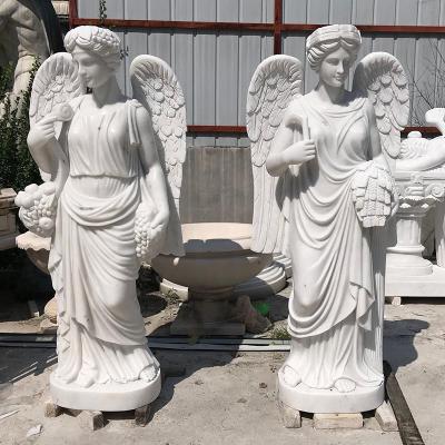 China Wholesale Customized Morden White Marble Stone Statue Greek Angel Sculpture Statue For Decoration for sale