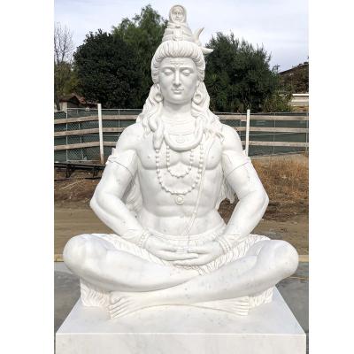 China Customized Natural White Marble Stone Hand Carved Indian Budda Large Hindu God Statues for garden decor for sale