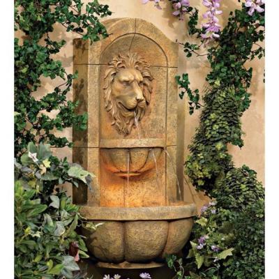 China Hot Sale Indoor Outdoor Wall Mounted Stone Lion Head Fountain For Garden Decorative Fountain for sale