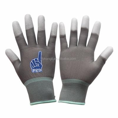 China Breathable High Quality Nylon /Polyester Coated PU On Finger Working Glove for sale