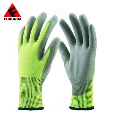 China Level 5 Anti-cut EN388: Blue Green Green 2016 Anti-cut Level 5 HPPE Liner Anti-cut Safety PU Coated Hand Work Protective Gloves For Gardening Household for sale