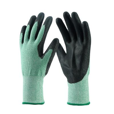 China EN388 Level 5 Anti-cut: 2016 Anti-cut Level 5 HPPE Green Coating Grass PU Coated Safety Work Hand Protective Gloves For Gardening Household for sale