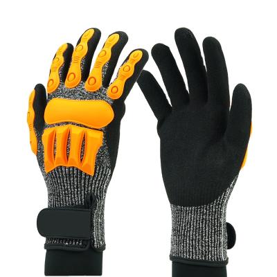 China Durable TPR Anti Vibration HPPE Coating Industrial Work Safety Working Hand Shock Resistant Gloves for sale