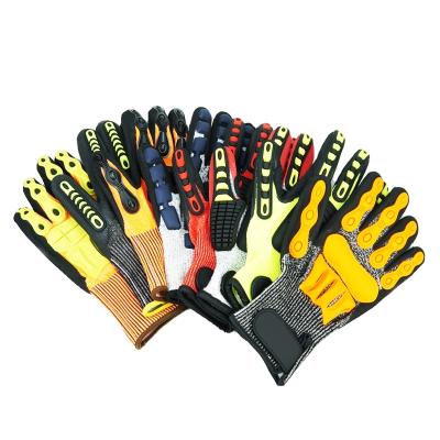 China Fashion TPR Anti Vibration HPPE Coating Durable Industrial Work Safety Working Hand Shock Resistant Gloves for sale