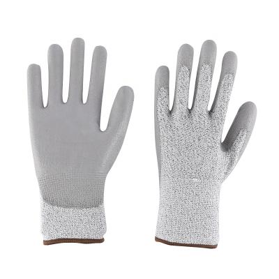 China Factory 13G PU Coated Seamless Durable Durable Hand Safety Level 5 HPPE Protective Hand Cut Resistant Safety Gloves for sale