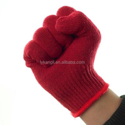 China Safety Work Gloves Red Cotton Fabric Knitted Hand Gloves Safety Work for sale