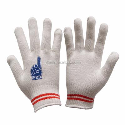 China Widely 10 Gauge Knitted Lines On Cuff Natural White Cotton Knitted Safety Working Gloves for sale