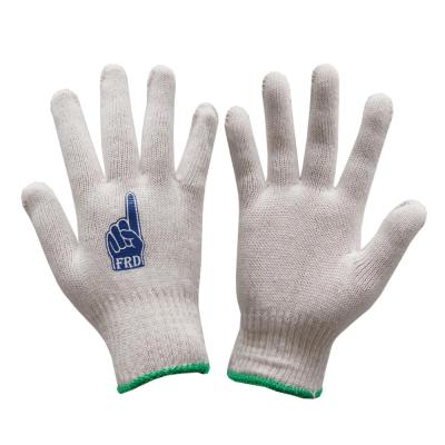 China Broadly Natural White Cotton Knitted Safety Gloves for sale