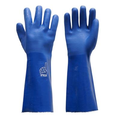 China Protective Gloves Blue Color Anti-Slip PVC Oil Resistant Gloves Anti-Slip Gloves for sale