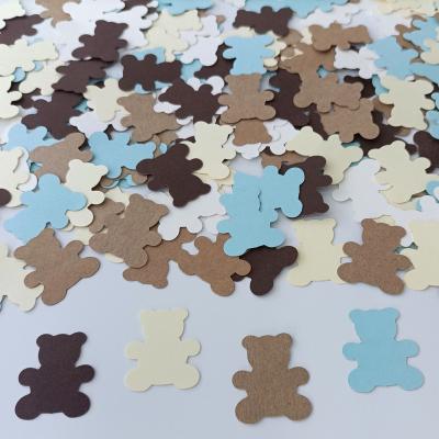 China Quick and Easy Set 100PCS Bear Shaped Confetti Baby Shower Blue Brown Bear Paper Confetti for Boy Girl Party Table Home Decorations SP-27 for sale