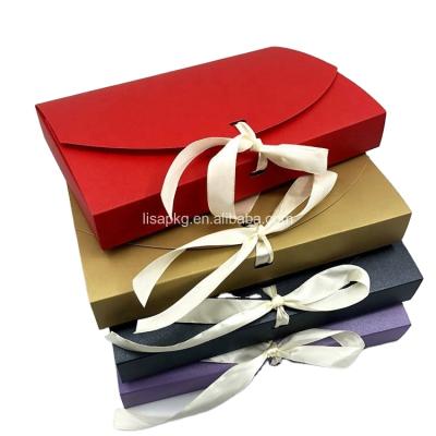 China Handmade Custom Packing Foldable Gift Clothes Wig Scarf Paper Box With Ribbon for sale