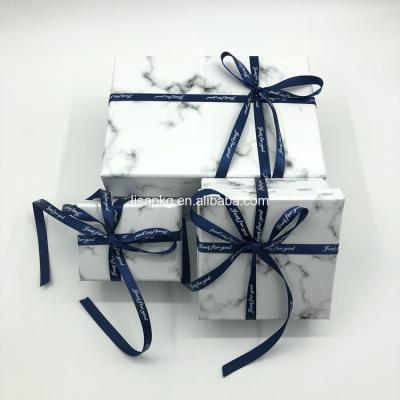 China Handmade Custom Luxury Gift Cardboard Marble Packaging Paper Box With Ribbon for sale