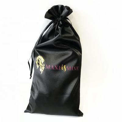 China Large Satin Hair Extension / Black Wig Hair Packaging Bag for sale