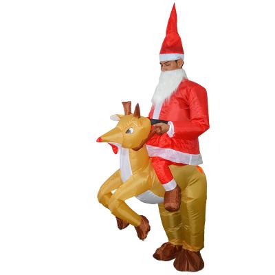 China Party Halloween Carnival Costume Ready To Ship Christmas Santa Claus Costume Walking Reindeer Fancy Inflatable Dress Free Size for sale