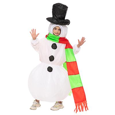 China Party Halloween Carnival Costume HUAYU Funny Inflatable Christmas Party Cosplay Jumpsuit Snowman Costume For Kids for sale