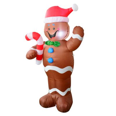 China Newest 1.5M Lovely Inflatable Christmas Gingerbread Man with LED Light for Advertising Decoration for sale