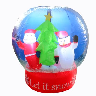 China Outdoor Decoration 150cmH Small Large New Arrival Design Christmas Inflatable Santa and Snowman Snowglobe for sale